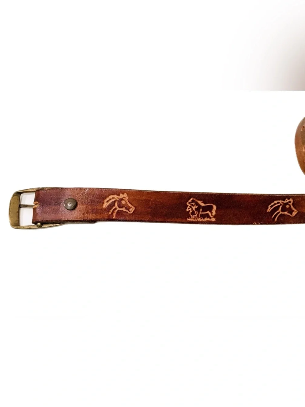 Vintage 1980’s Horses Leather Belt Youth 31” Name Arthur Hand Tooled Cowboy